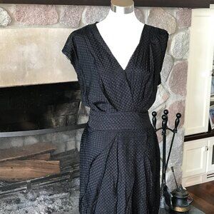 'Reiss' Asymmetrical V-Neck Black Dress - Size 10